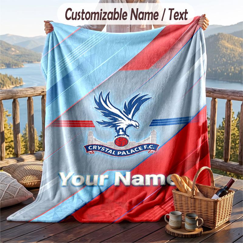 Flannel Blanket Crystal Palace Print Custom Name Text Soft Throw for Sofa Bed