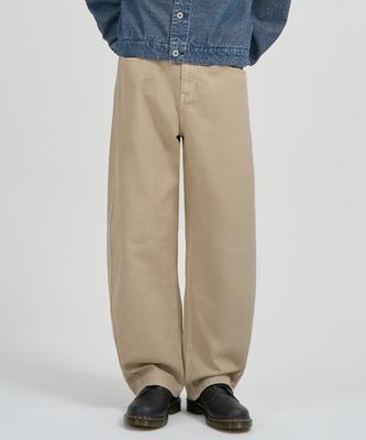 TOFFEE Deep Curved Denim Pants (Beige)