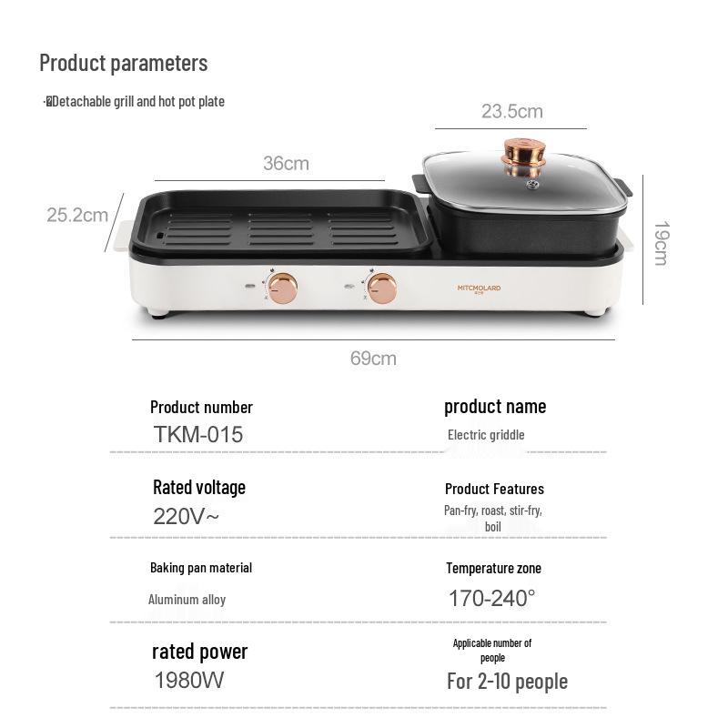 Multifunctional Large Hot Pot & Grill Combo - Dual-Use, Detachable Barbecue Pot