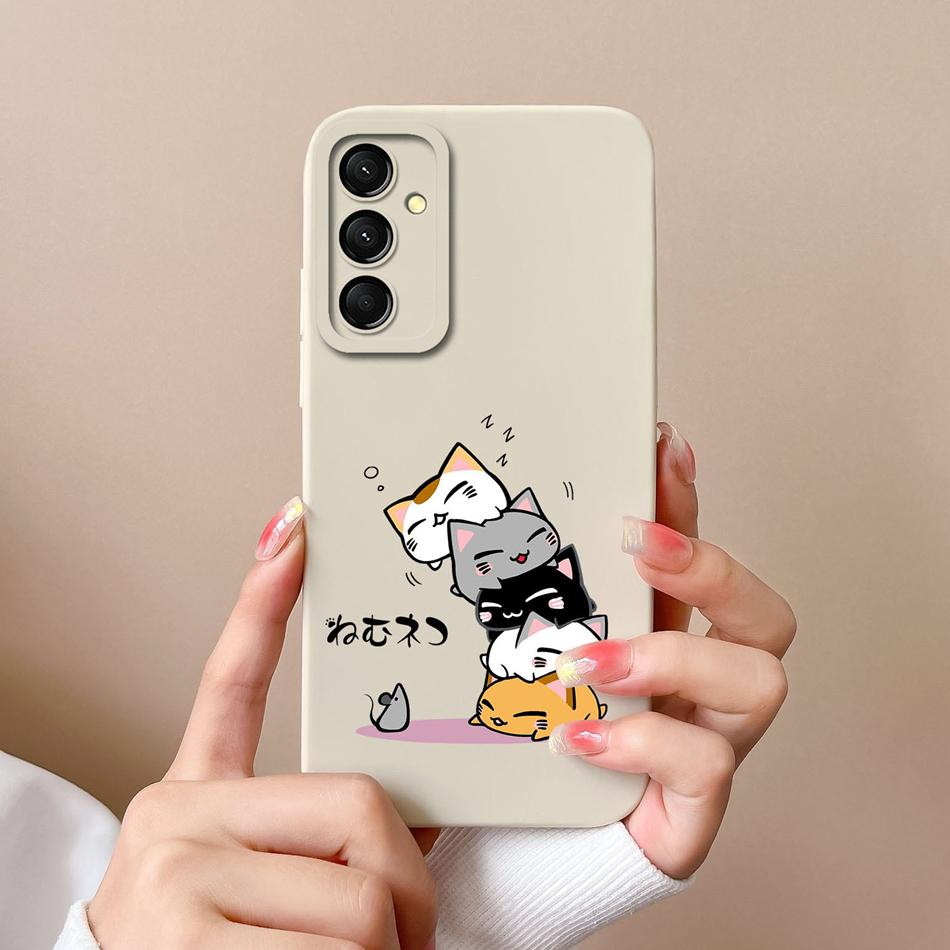 For Samsung Galaxy M35 5G Case Cute Cat Full Coverage Phone Shell For Samsung M 35 Anti Drop Soft Liquid Silicone Back Covers