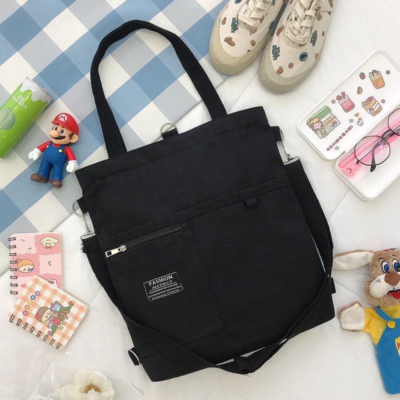Korean Style Canvas Crossbody Tote - Versatile Large Capacity Fashion Shoulder Bag for Students