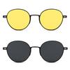 Round Metal Frame Polarized Magnetic Black Night Vision Clips On Glasses Optical Prescription Magnet Eyeglasses Magnet Exposed