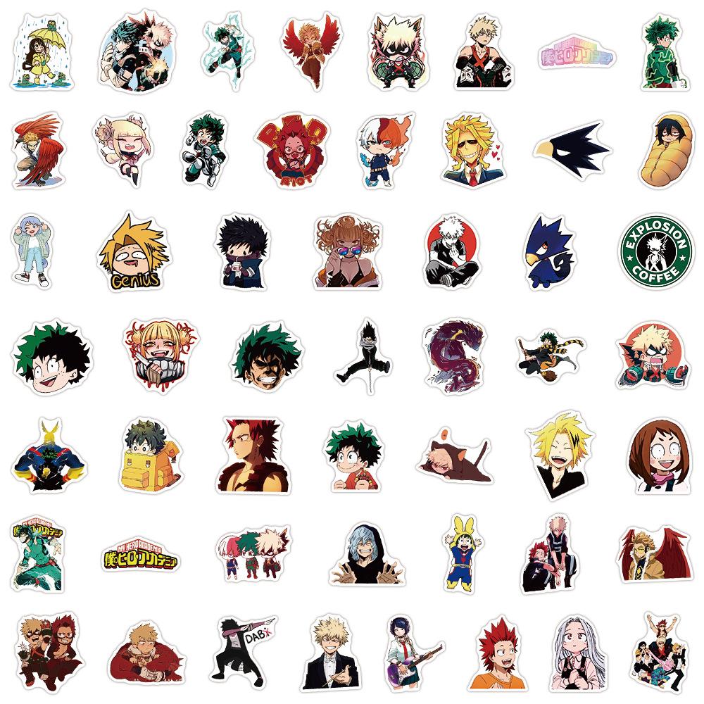 50Pcs My Hero Academia Stickers DIY Decoration Waterproof Skateboard Notebook Luggage Laptop Phone Fridge Decals