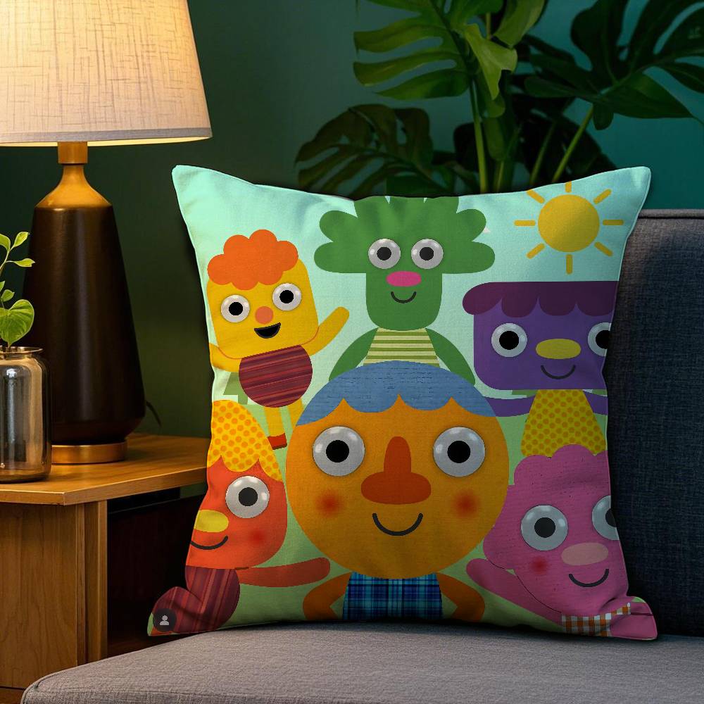 

Cartoon Noodle & Pals Pillow Case Sofa Living Room Bedroom Double-sided Printing Square Cushion Nap Time Cushion Cover 12x12Inch