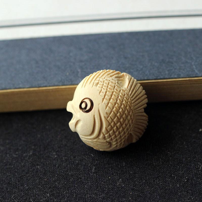 Handmade Boxwood Fish Beads: Carved DIY Jewelry Accessories, Wooden Crafts