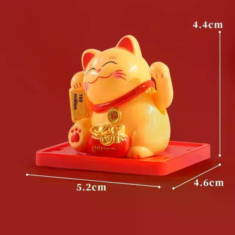 1Pcs Waving Wealth Good Fortune Awaits Solar-Powered Ornaments For Home And Office Lucky Beckoning Cat Solar Powered