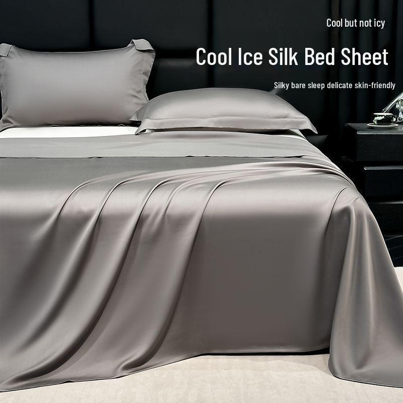 Juego de Ropa de Cama de Seda Helada de Verano Refrescante - Funda Nórdica Lavable y Transpirable, Funda de Almohada para Dormitorios de Estudiantes Individuales