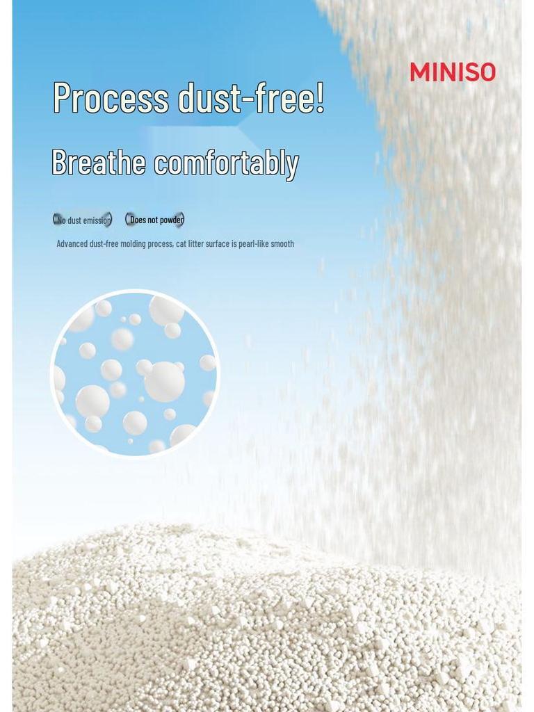 MINISO Tapioca Cat Litter: Plant-Based, Antibacterial, Deodorizing, Dust-Free, Easy Clumping (8 Bags)