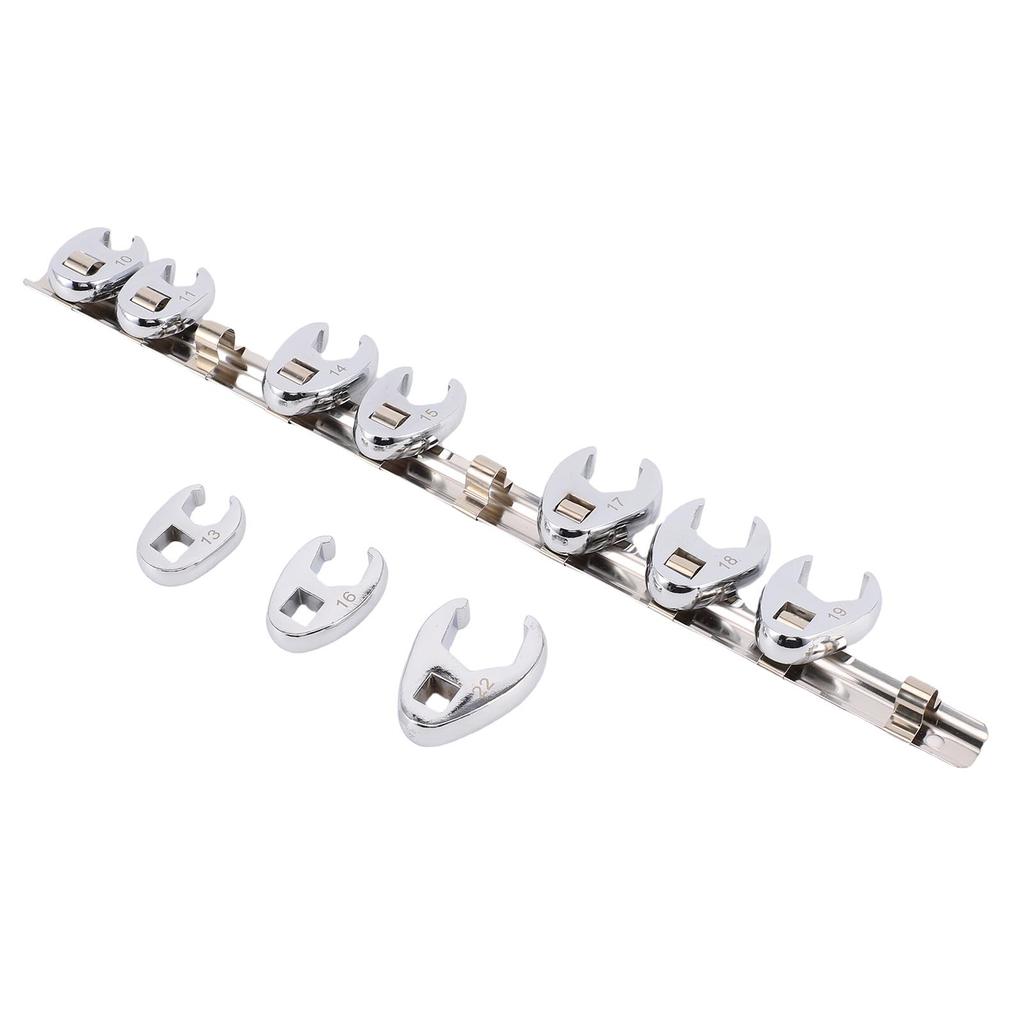 10 PCS 3 8 Inch Metric Crowsfoot Wrench Set Crows Foot Wrench Head Set with Clip On Organizer 10 11 13 14 15 16 17 18