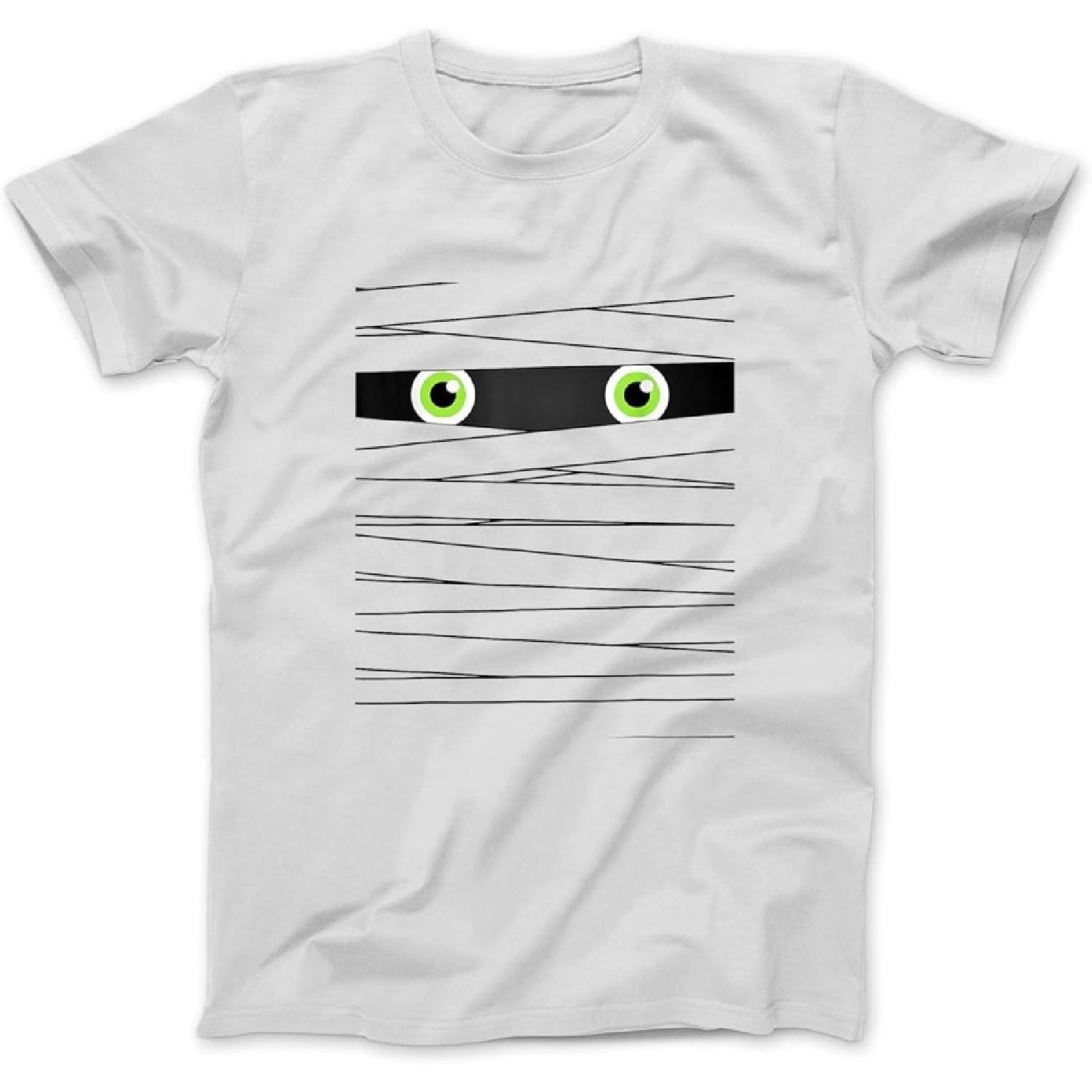 Easy Halloween Costume T Shirt Mummy Wrap Face T-Shirt Sweatshirt Hoodie Tanktop for Men Women Kids White S