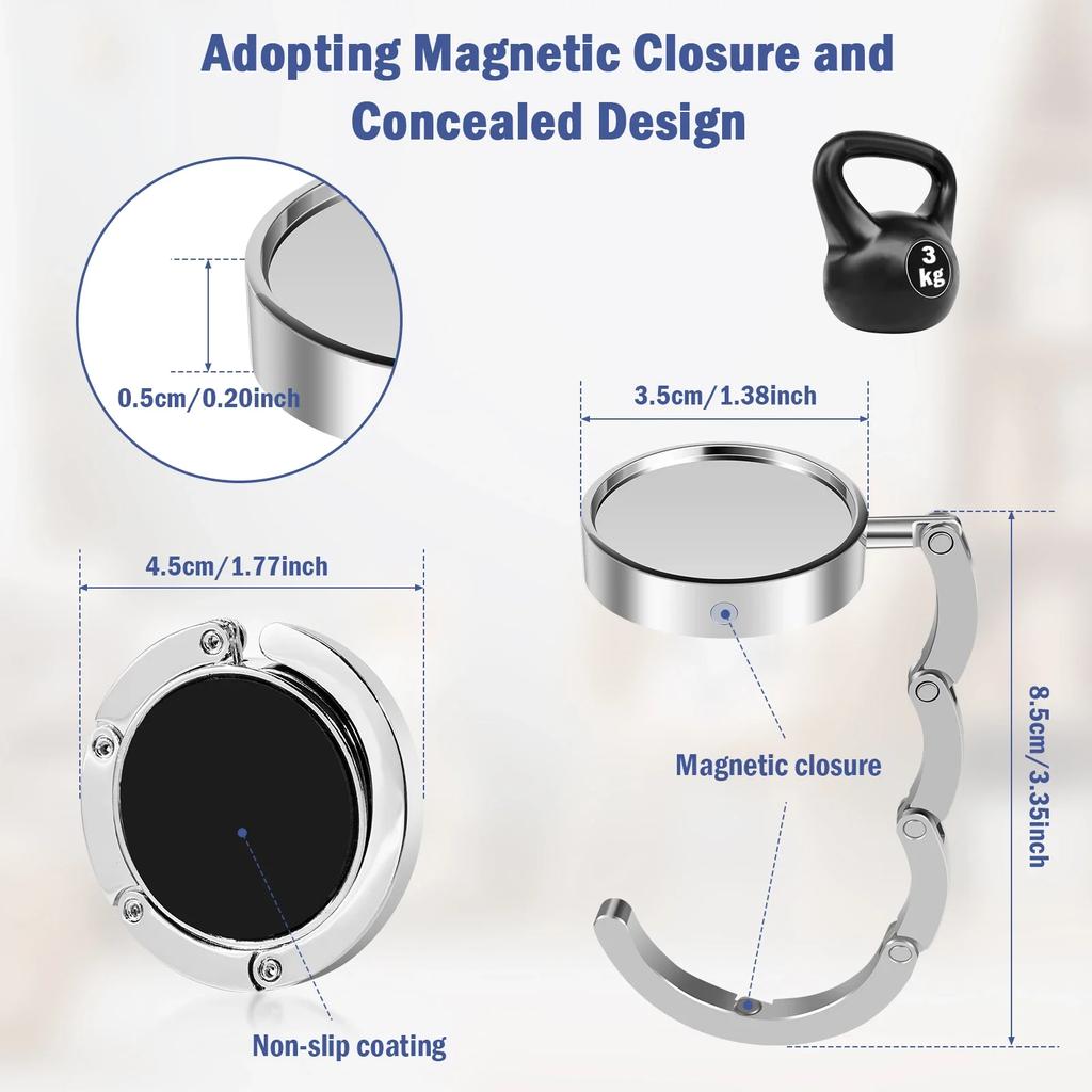 4/12 Stück Faltbarer Taschenaufhänger Ständer Tragbarer Legierungs-Handtaschen-Tischhaken Rutschfest Mehrzweck Geldbörsen-Schlüsselhalter für Aufbewahrungszubehör