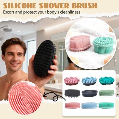 [2-in-1 Silicone Bath Brush] Baby-grade Skin-friendly Material Full Body Cleansing Massage Brush