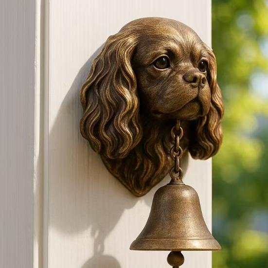Dog Welcome Bell Doberman Bulldog Door Bell with Welcome Sign Retro Shopkeepers