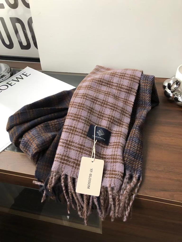 Autumn And Winter Scarf Ab Color Matching Plaid Cashmere Warm Shawl Dual-Purpose Scarf Tide