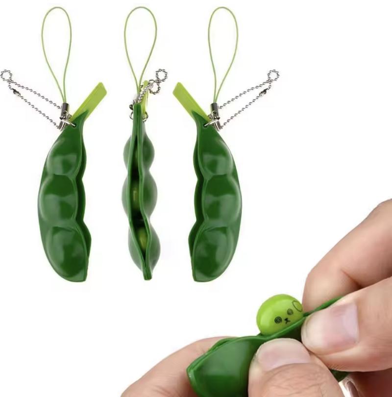 5pcs Fidget Toys Pack Portachiavi Decompression Edamame Toys Squishy Squeeze Peas Beans Keychain Cute Stress Adult Toy Key chain