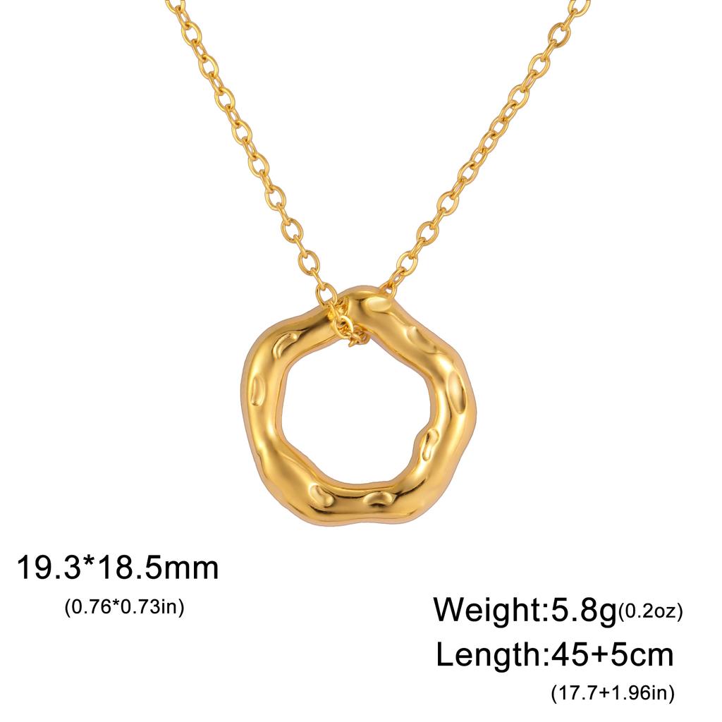 Lemegeton Mini Molten Ring Necklace Circle Pendant Stainless Steel Women Necklace Choker Fashion Trendy Elegant Chain Jewelry