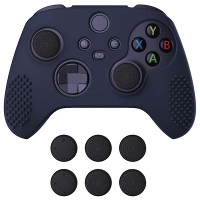 EXtremeRate PlayVital Capa de Silicone 3D com Pontos para Controle Xbox Series com 6 Grips de Polegar Pretos Protetor de Borracha Macia para Xbox Core Wireless