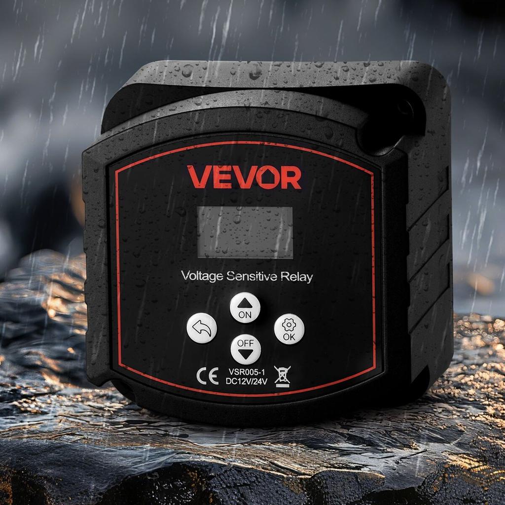 Dual Battery Isolator Kit, 12V 300 Amp, Manual and Automatic VSR Voltage Sensitive Relay with Voltmeter, LCD Screen, Smart Battery Isolator,