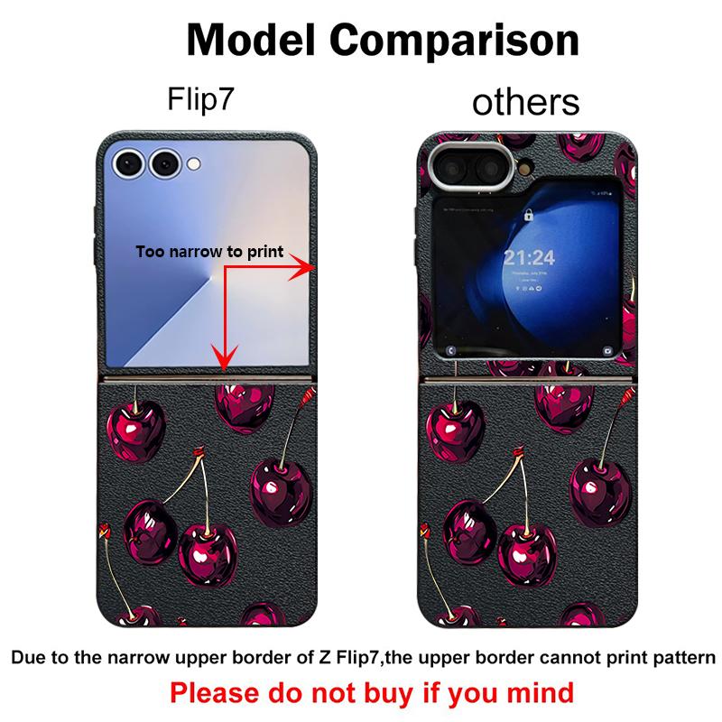 Z Flip 7 Case Retro Oil Painting Style Cherry Pattern Leather Texture Folding Fhone Cover For Samsung Galaxy Z Flip 7 6 5 4 Flip7 Flip6 Flip5