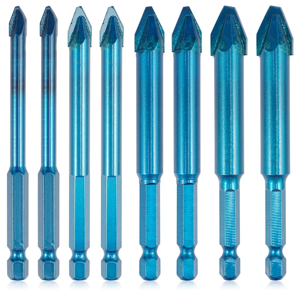 8Pcs Crooked Tip Eccentric Drill Bit Set Tilted Eccentric Drill 1/4inch 5/16inch 3/8inch 1/2inch Alloy Eccentric Drill Set