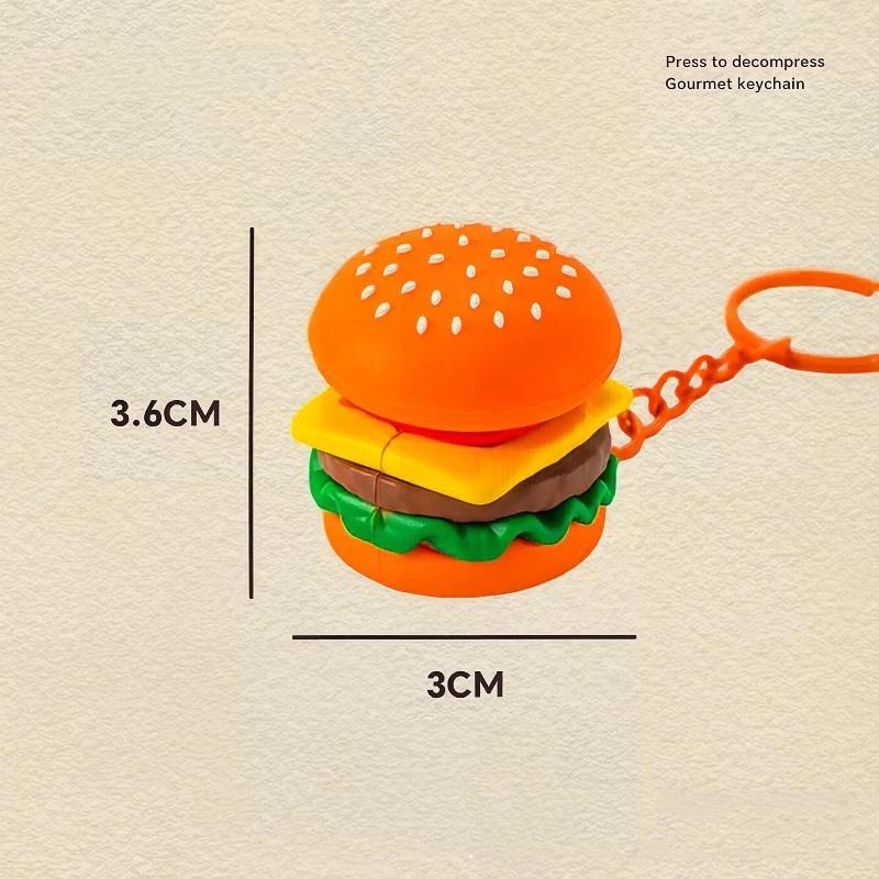 Food Shaped Anti Anxiety Stress Relief Keychain Realistic Creative Soft Squeeze Toy Key Ring for Kids Gift