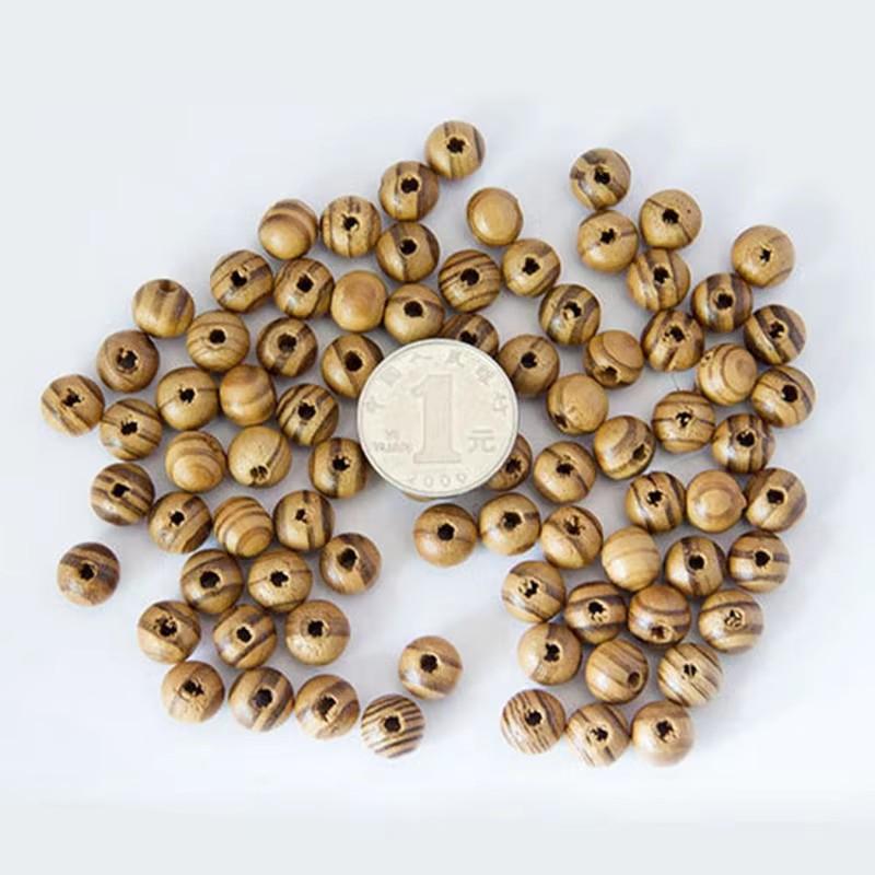 Redondo 6mm 8mm 10mm 12mm 14mm 16mm 18mm 20mm 25mm Madera Rayada Natural Suelto Cuentas para Manualidades DIY Artesanía en Madera Accesorios para Hacer Joyería