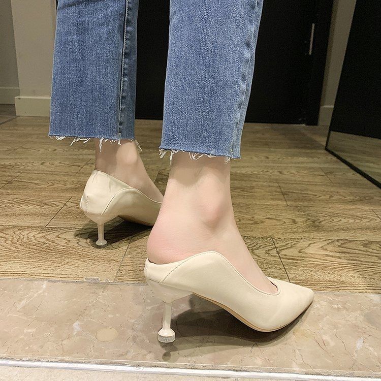 French style not tired feet thin heels women's single shoes 2025 spring and summer new fashion comfortable pointed versatile high heels women