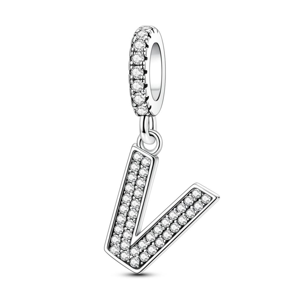 Pingente Pendurado de Cobre 26 Letras A-Z Pingente de Soletrar Zircônia Serve Pulseira Diy Joias Femininas