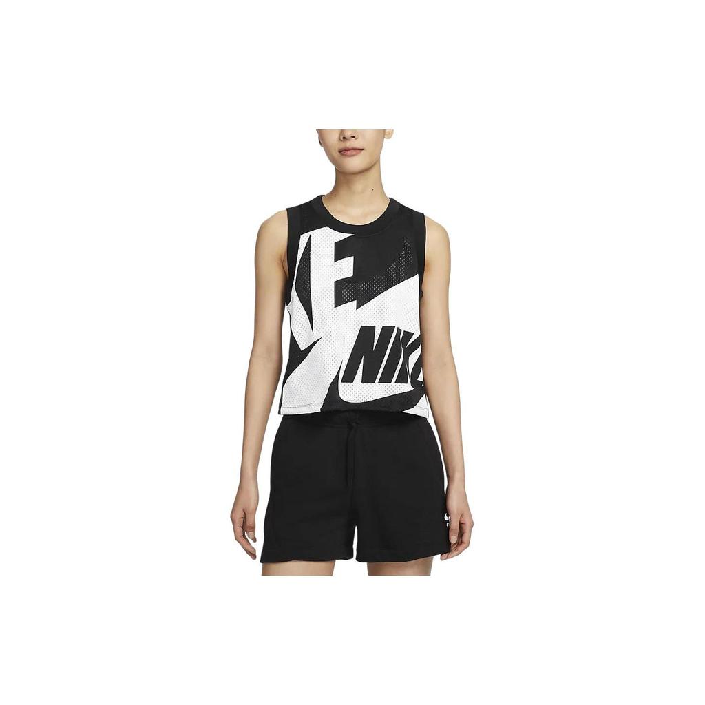 Nike Letter Print Round Neck Mesh Breathable Casual Sleeveless Vest Women Tops Black FN2257010