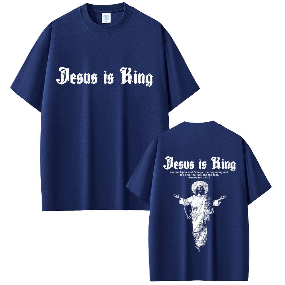 Jesus Is King Graphic T-shirt Christian Religious Short Sleeve T-shirts Summer Men Women Fashion Gothic Rock T Shirt Streetwear