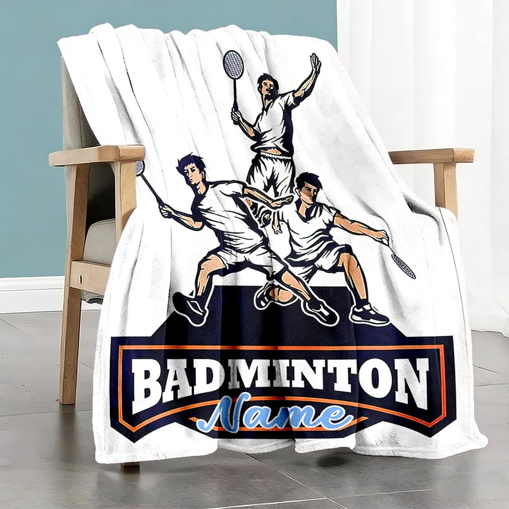 Badminton555 Customize Text Blanket Cozy Personalized Blanket Soft Warm Cozy Suitable for Home Decor Living Room Bedding Bed Four Seasons Universal