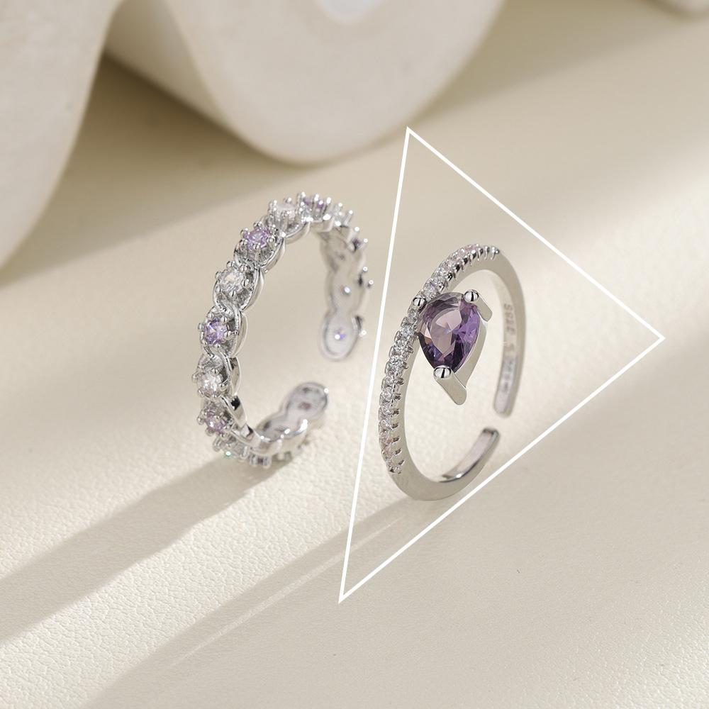 925 Silver Rings for Women Couple Minimalist Handmade Simple Blue Stone Star Ring Party Jewelry Gift Prevent Allergy