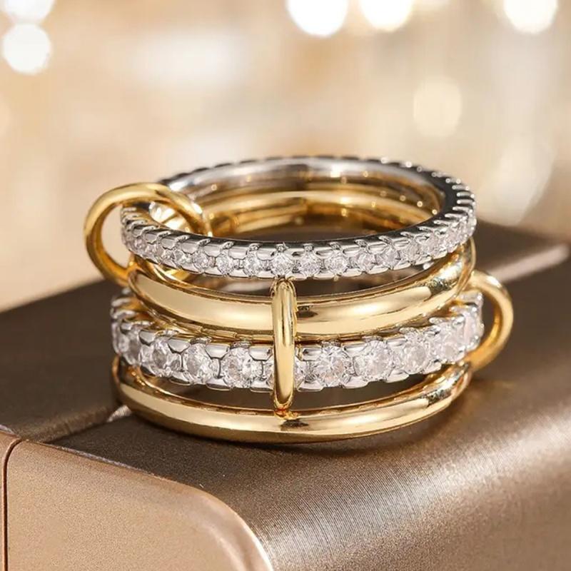 Xiaomi Huitan Luxury 4pcs/set Ring for Women Linked Design Fashion Party Inlaid Shiny CZ Wedding Accessories Royal Gorgeous Jewelry