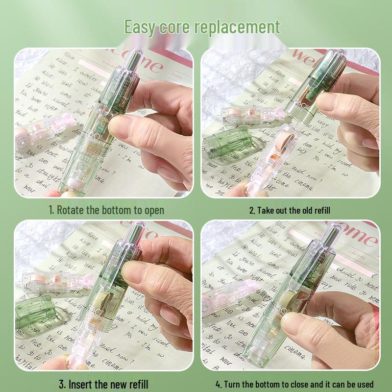 Сменная корректирующая лента с градиентным цветом: Ударопрочный, Большая емкость, Удобный для студентов, Активируемый нажатием.