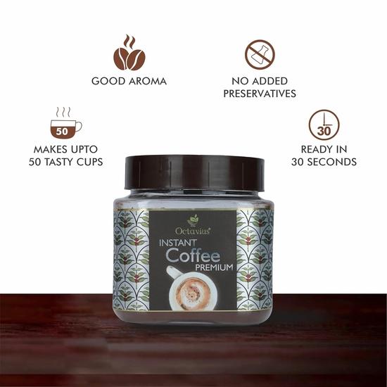 Octavius | Café Instantané Premium -100g | Mélange Fort de 75% Café & 25% Chicorée | Café Noir | Doux | Pot Incassable 100g