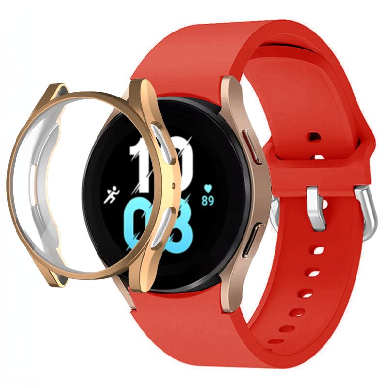 Silicone Strap+TPU Case for Samsung Galaxy Watch 5 44mm 40mm/4 44mm 40mm Sport Wristband for Samsung Watch 5/4 Protective Shell