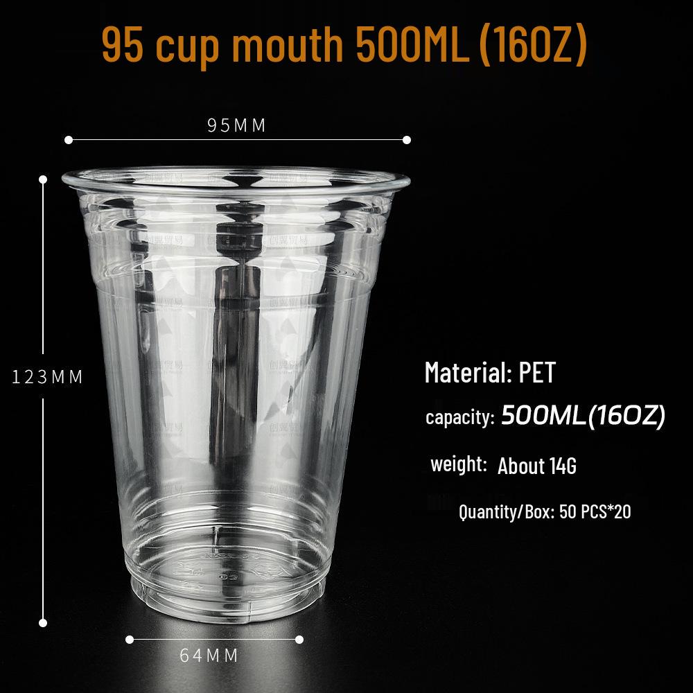 Disposable Transparent PET Cold Drink Cups with Lid for Milk Tea, Coffee, Homemade Beverages, or Lemon Tea