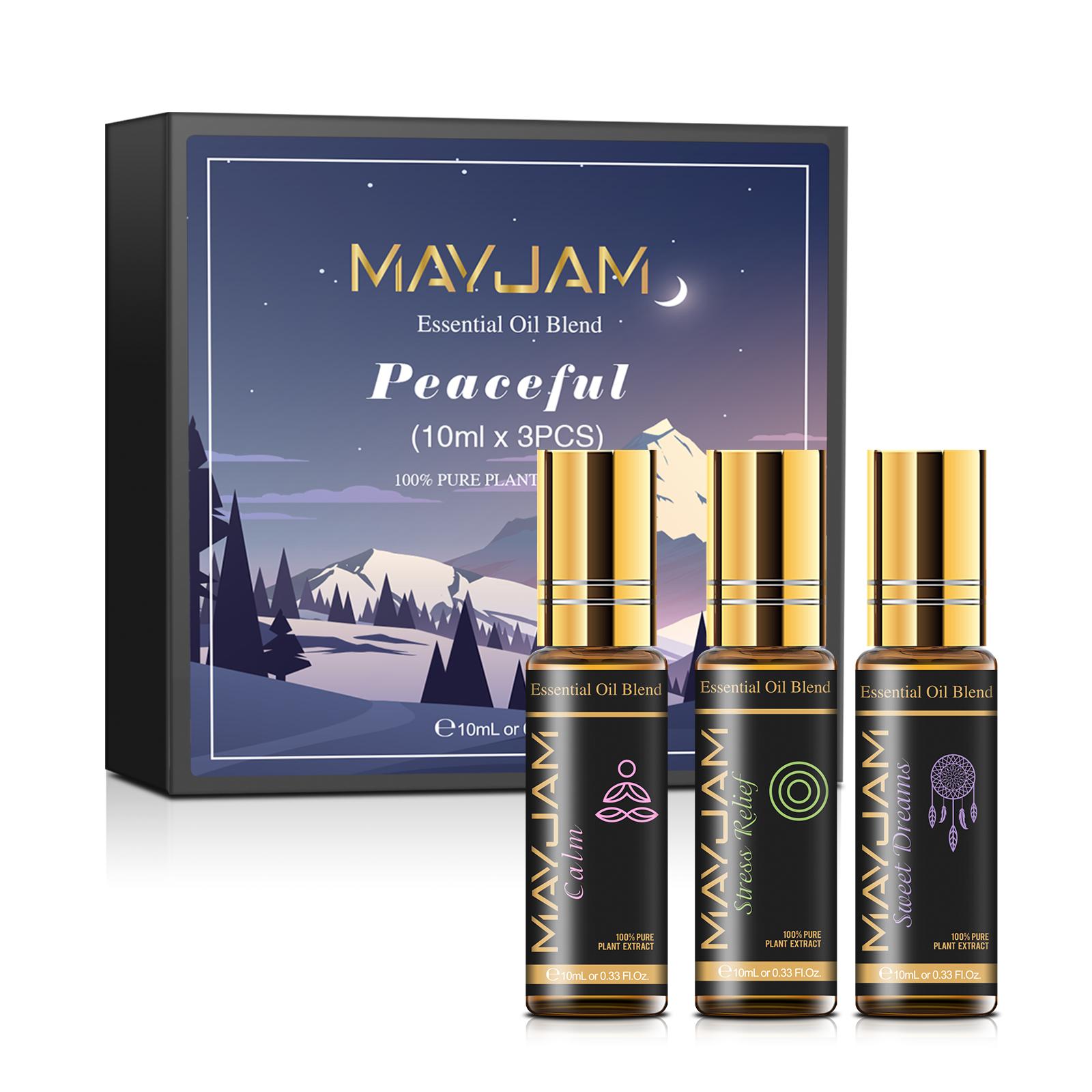 

MAYJAM 3 шт. шариковый набор эфирных масел, натуральные эфирные масла для ароматерапии, диффузор, увлажнитель, массаж, уход за кожей, подарок на день Святого Валентина Peaceful