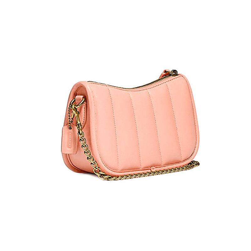 COACH Swinger 20 Quilted Chain Sheepskin Mahjong Bag Hand Shoulder Bag Small Women Candy Pink