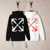 Unisex Off-White Embroidered Letter Hooded Sweatshirt for Autumn/Winter