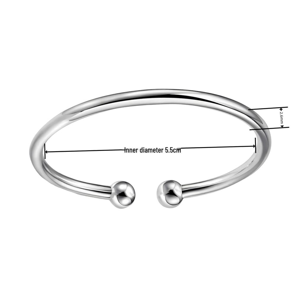 Bracelet Ouvert Argenté Perles Style Coréen pour Femme