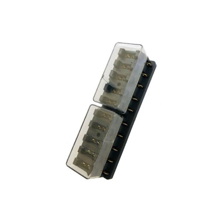 10 Way 12V-32V Circuit ATC/ATO Blade Fuse Box Block Fuse Holder with 5A 10A 15A 20A Fuses and Clip for Marine Auto