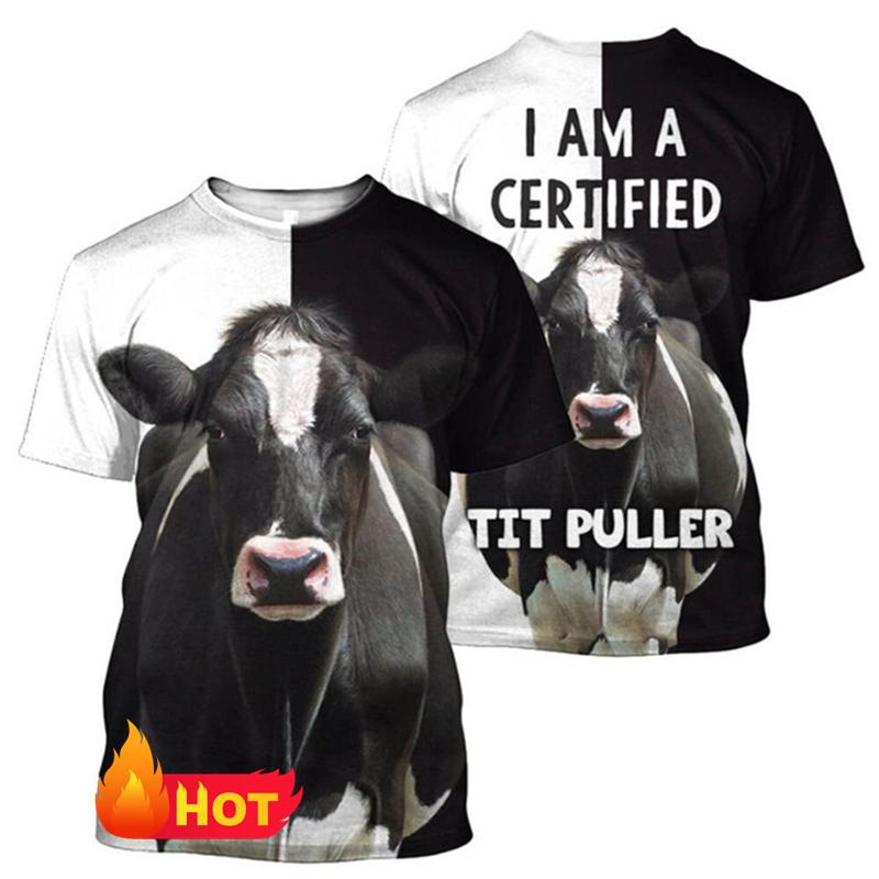 Nowe koszulki z nadrukiem 3D ze zwierzętami Krowa dla Mężczyzn Kobiet Lato Zwierzęta Gospodarskie Krótki Rękaw Okrągły Dekolt Dzieci Zabawne Koszulki z Krową