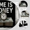 Time Is Money Shower Curtain Black Background Clock Stack Business Motivational Decor Waterproof Free Hooks Included Non-Toxic