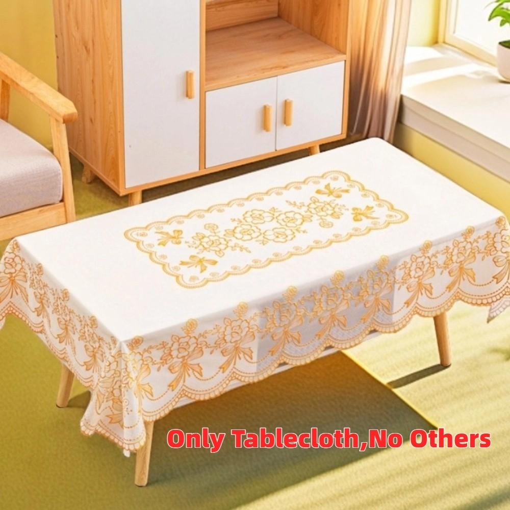 Smooth Table Cover Cloth Rectangular Desk Protection Cover Gold-embossed Tablecloth  Proposal Props