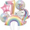 6pcs ainbow Unicorn Aluminum Balloon 32inch Gradient Number Balloon Unicorn Party Supplies Unicorn Party Decoration Baby Shower