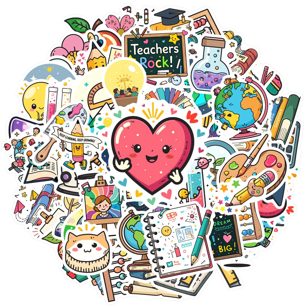 Fun Education Decals Colorful Art School Supplies Stationery Stickers For Fridge Laptop