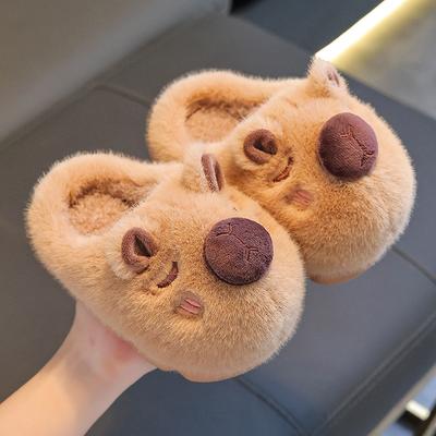 Capybara Children's Cotton Slippers, Soft and Comfortable, Boys' Winter Cartoon Cute Non-slip Indoor Soft-soled Baby Slippers
