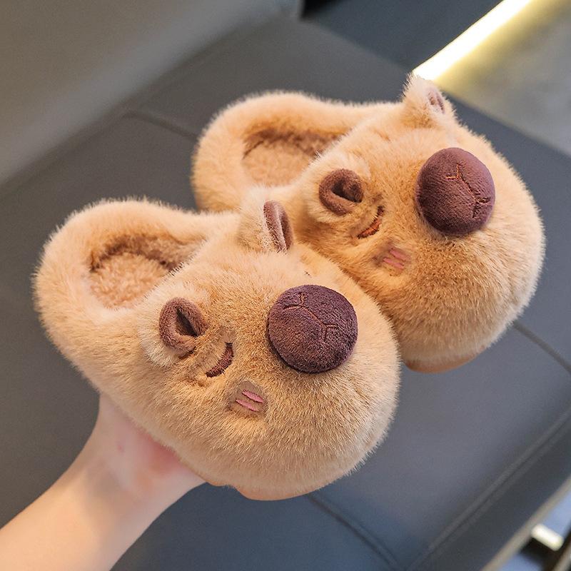 Capybara children's cotton slippers, soft and comfortable, boys' winter cartoon cute non-slip indoor soft-soled baby slippers