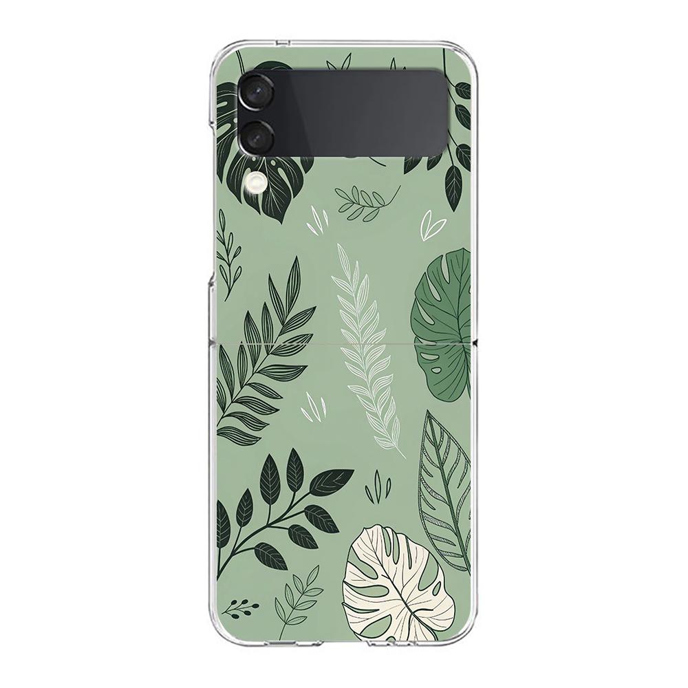 Transparent Phone Case For Samsung Galaxy Z Flip 3 4 5 6 7 Hard Folding PC Z Flip3 Flip4 Cover Stylish Flower Patterned Design